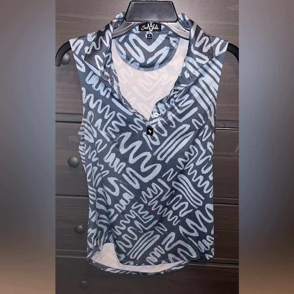 Bad Birdie Navy and White Scribble Tank Top